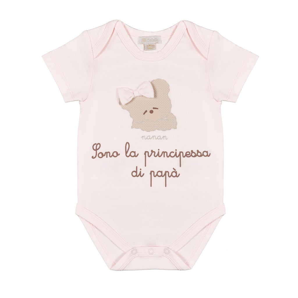 Body Neonato Rosa 'Sono la Principessa di Papà' con Orsetta – Nanan