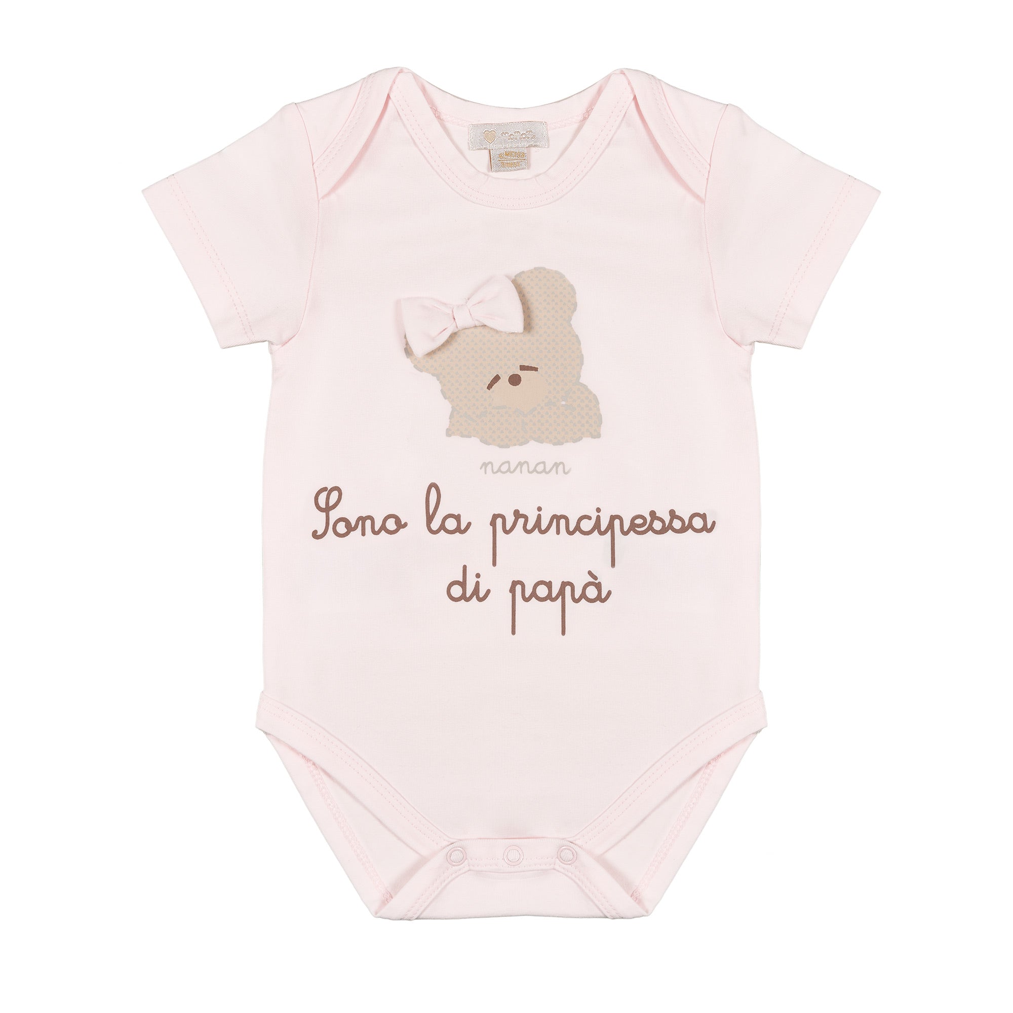 Body Neonato Rosa 'Sono la Principessa di Papà' con Orsetta – Nanan