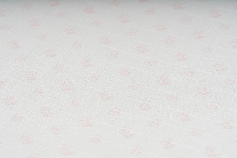 Mussola Neonato Rosa All Over Orsetti 80x80 cm – Nanan | Cotone Organico