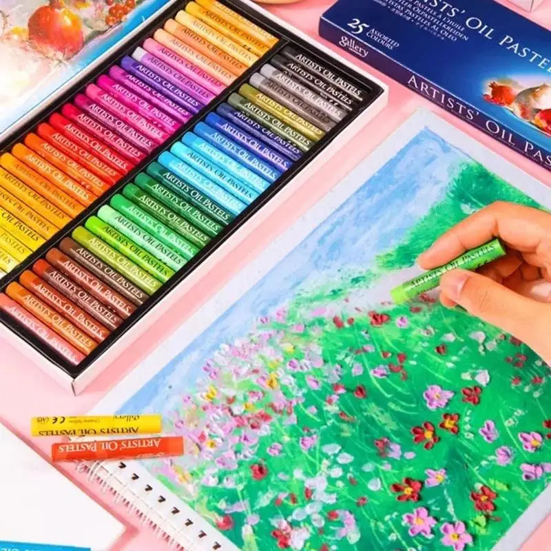 Pastelli ad Olio Morbidi per Bambini e Artisti – Set 12/25/50 Colori | Lavabili, Non Tossici, Anti-rottura