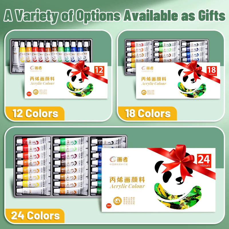 Colori Acrilici Maries – Set 12/18/24 Colori 5ml | Resistenti all’Acqua, per Tela, Roccia, Artigianato DIY