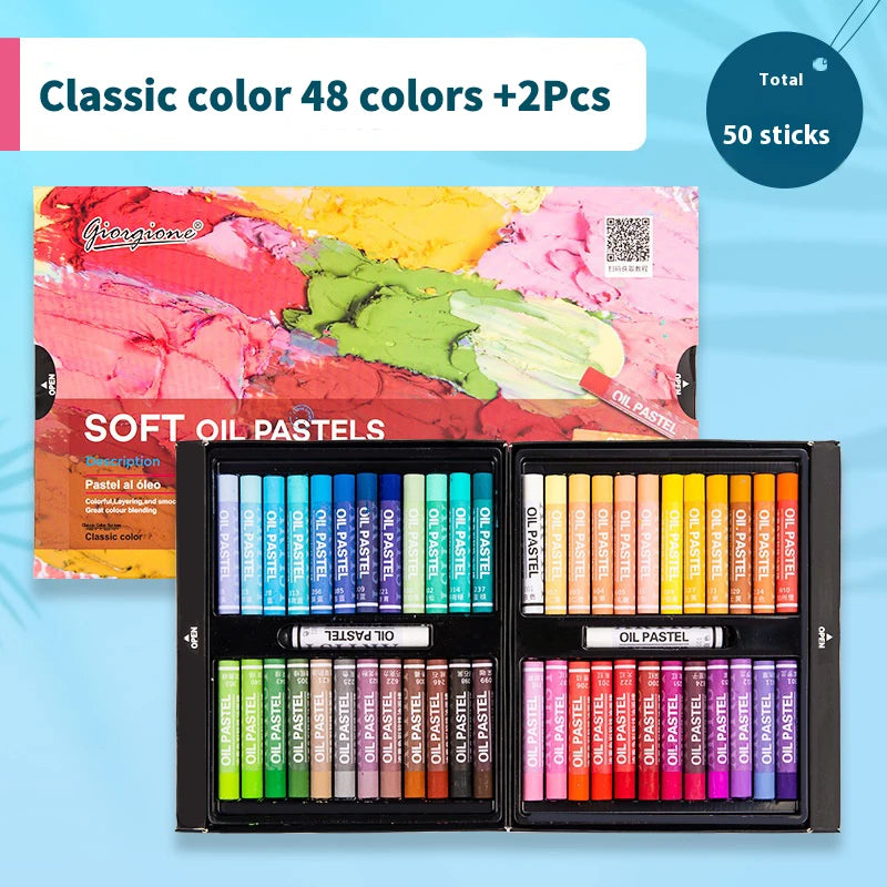 Pastelli ad Olio Morbidi – Set 12/25/38/50 Colori | Non Tossici, Lavabili, Colori Intensi per Bambini e Artisti