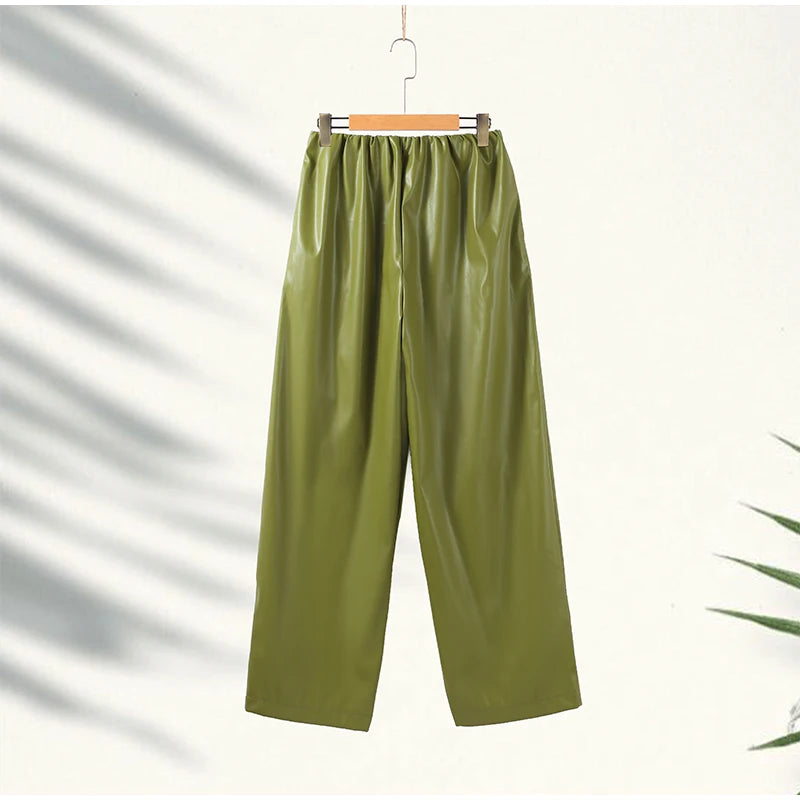 Giacca Donna in Ecopelle Verde Oliva –