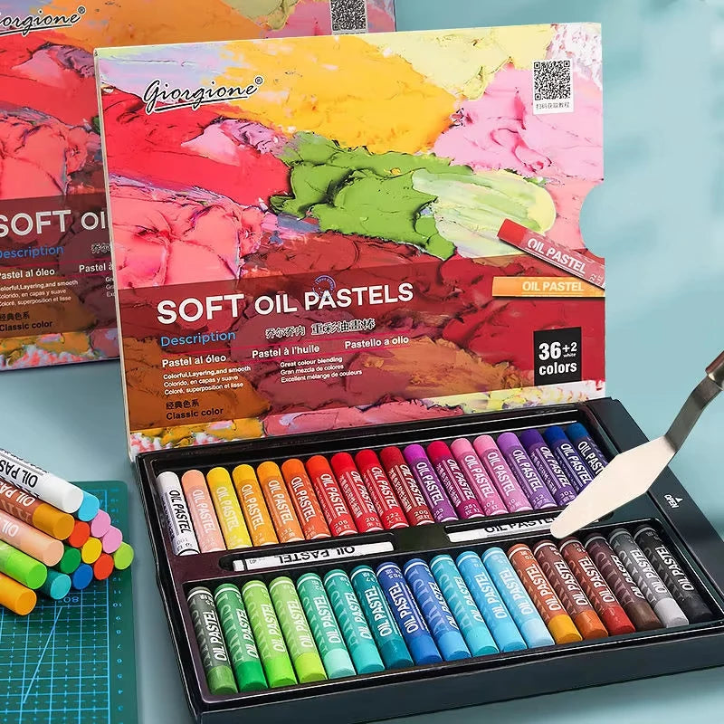 Pastelli ad Olio Morbidi – Set 12/25/38/50 Colori | Non Tossici, Lavabili, Colori Intensi per Bambini e Artisti