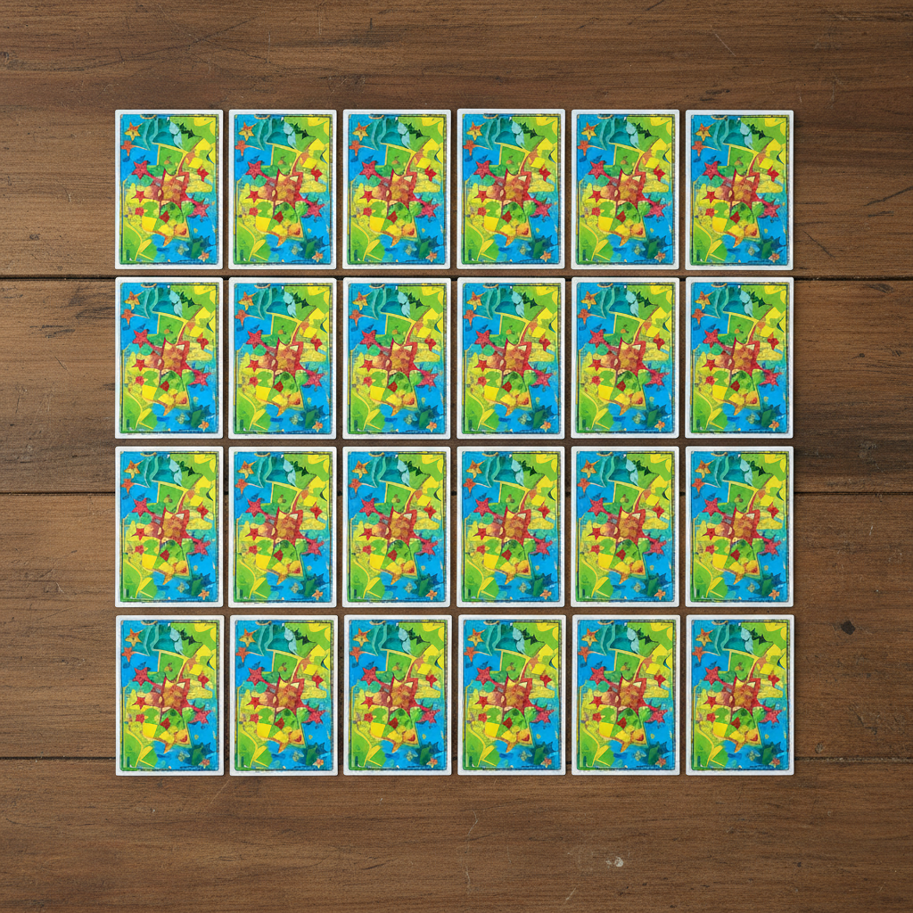 Carte memory disposte a griglia pronte da giocare