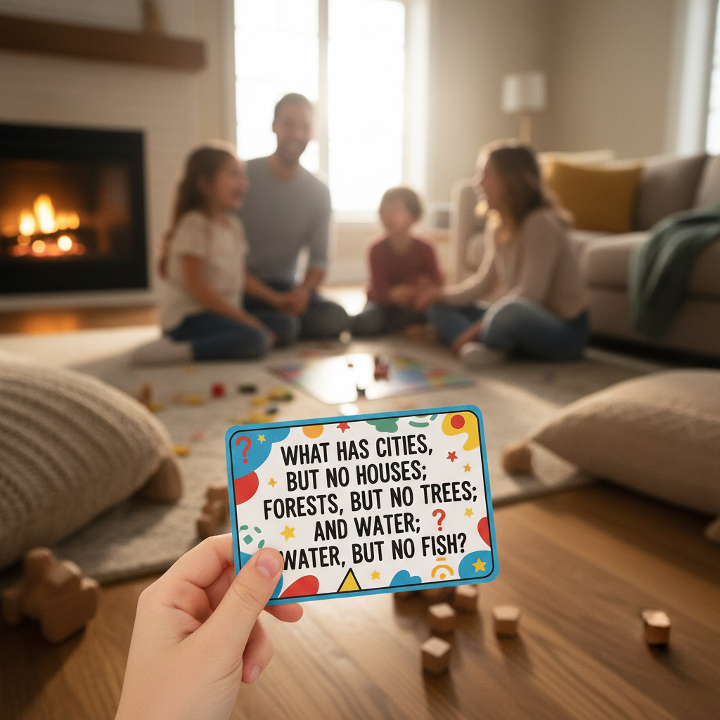 Bambino con carta quiz in mano
