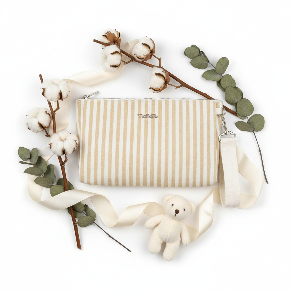 Pochette Beige Nanan – Flat Lay