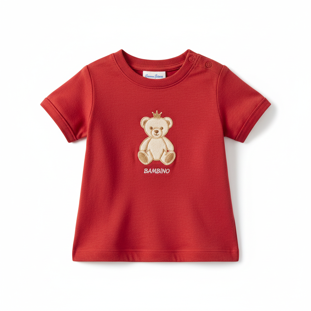 T-shirt Rossa Neonato Orsetto – Product Shot